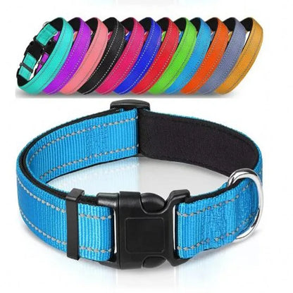 Reflective Dog Collar,Soft Neoprene Padded Breathable Nylon Pet Collar Adjustable for Medium Large Dogs, Neck 25-60 Centimeter