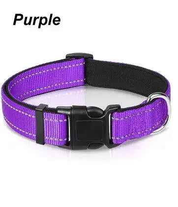 Reflective Dog Collar,Soft Neoprene Padded Breathable Nylon Pet Collar Adjustable for Medium Large Dogs, Neck 25-60 Centimeter
