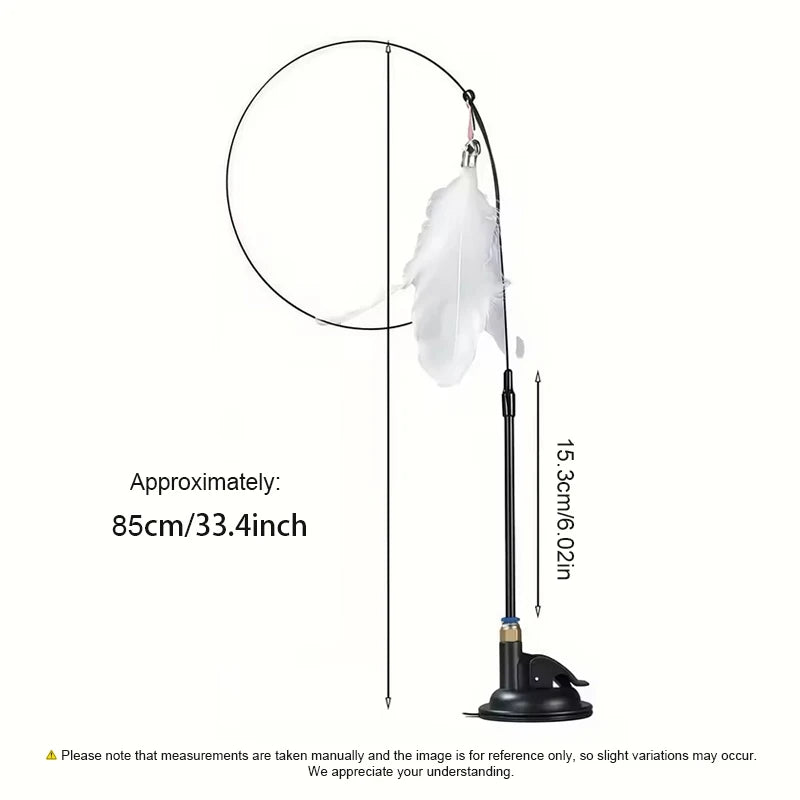 85cm Cat Teaser Wand Interactive Boredom Relief Toy with Suction Cup And Changeable Feathers for Kittens And Cats