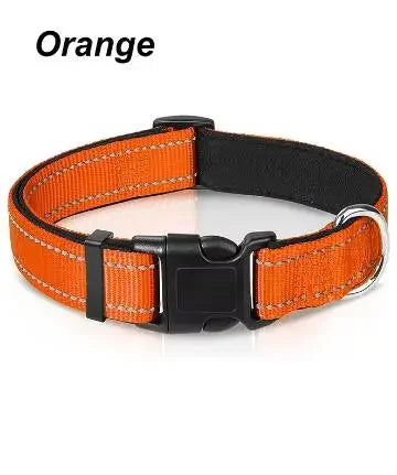 Reflective Dog Collar,Soft Neoprene Padded Breathable Nylon Pet Collar Adjustable for Medium Large Dogs, Neck 25-60 Centimeter