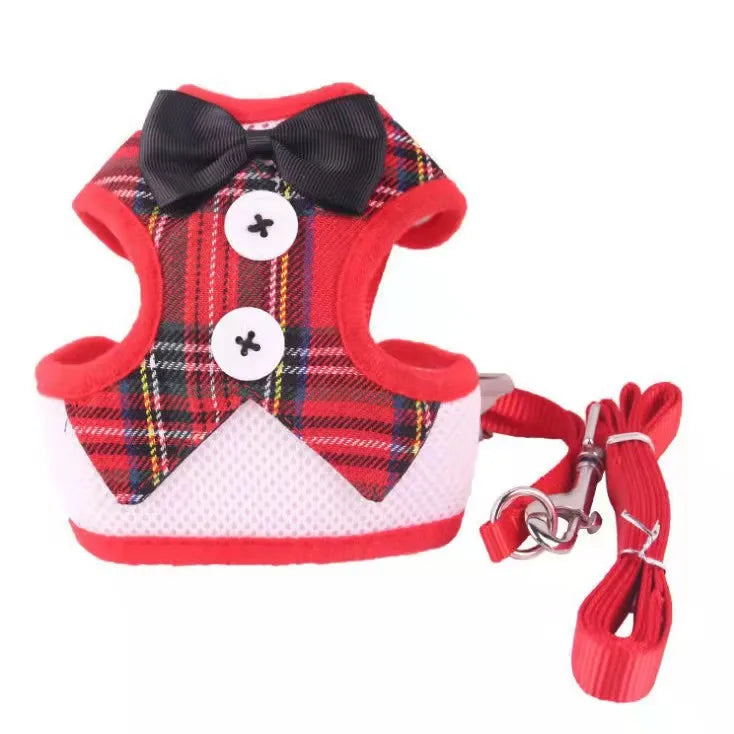 Adjustable Pet Harness with Bow Tie Leash Set Stylish Tuxedo Vest for Small Dogs and Cats Harnesses Leads Dog Supplies