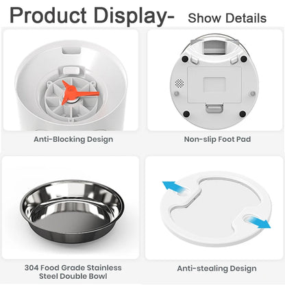 Cat Timing Feeder Smart APP Cat Feeder Stainless steel Double Meal Pet Food Remote Feeding Automatic Dispenser Suitable Cats Dog