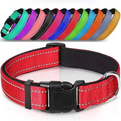 Reflective Dog Collar,Soft Neoprene Padded Breathable Nylon Pet Collar Adjustable for Medium Large Dogs, Neck 25-60 Centimeter