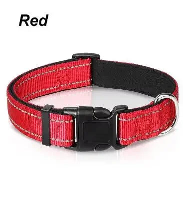 Reflective Dog Collar,Soft Neoprene Padded Breathable Nylon Pet Collar Adjustable for Medium Large Dogs, Neck 25-60 Centimeter