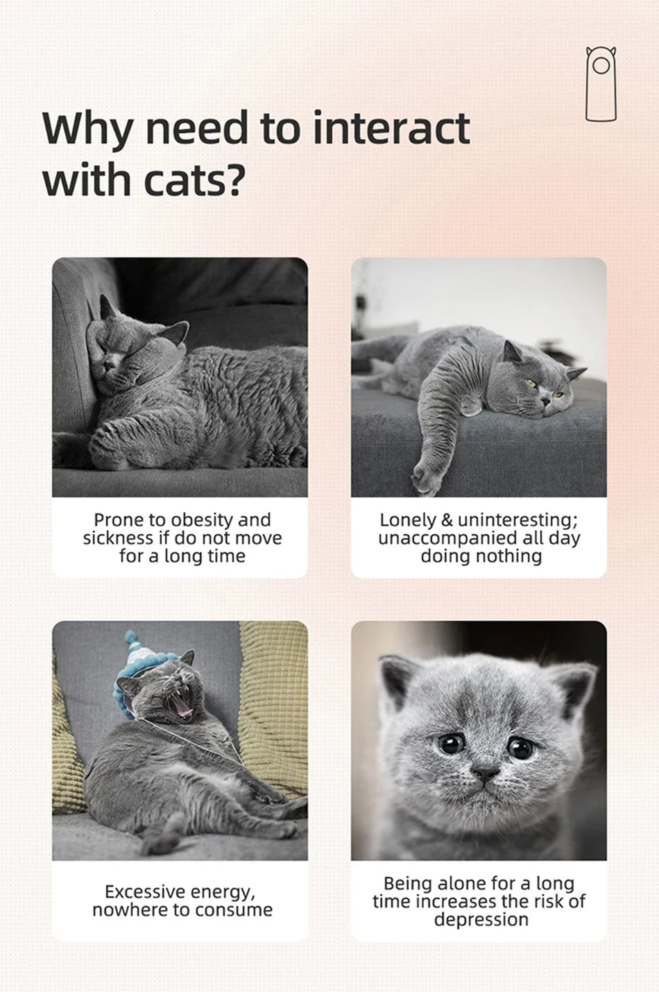 Cat Laser Toy Automatic Rechargeable Motion Random Activated Interactive Cat Toys for Indoor Cats/Dog/Kittne Slow and Fast Mode