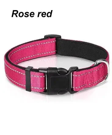 Reflective Dog Collar,Soft Neoprene Padded Breathable Nylon Pet Collar Adjustable for Medium Large Dogs, Neck 25-60 Centimeter