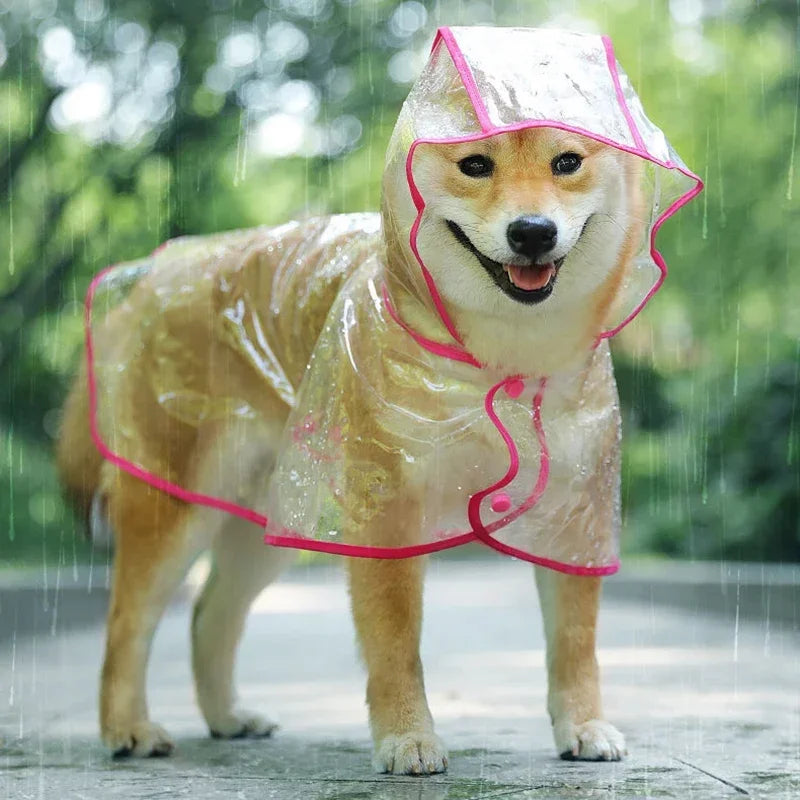 During the rainy season, dogs go out in transparent raincoats; Hooded waterproof jacket made of soft PVC material, dog raincoat