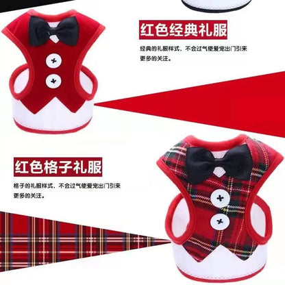 Adjustable Pet Harness with Bow Tie Leash Set Stylish Tuxedo Vest for Small Dogs and Cats Harnesses Leads Dog Supplies