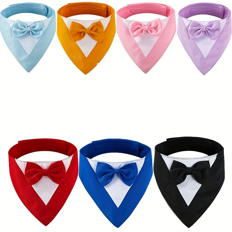 1pc of Drool Bib, Pet Suit Triangle Scarf with Bow Tie, Pet Collar, Dog Clothing, Dog Wedding Outfit Accessories