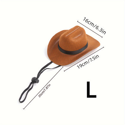 1pc Pet Cowboy Hat, Adjustable Tether Design, Polyester Material, Non-Textile Weaving, Suitable for Small to Medium Breeds - Ideal for Cosplay, Parties & Photo Props, Cowboy Accessories
