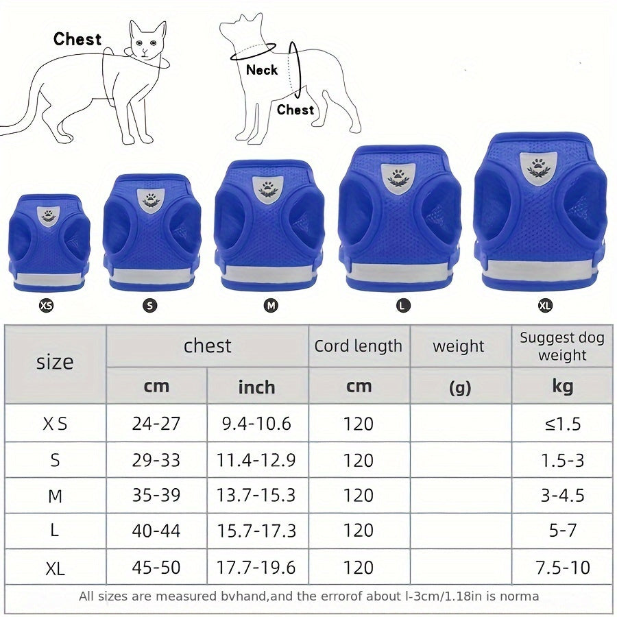 Breathable Cat Harness And Leash Set, Escape Proof Pet Clothes Kitten Puppy Dogs Vest Adjustable Easy Control Reflective Cat Harness