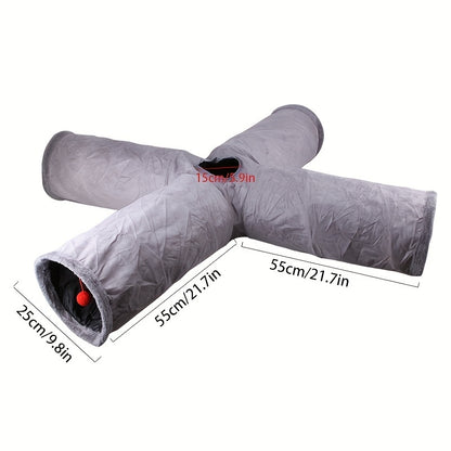 2/3/4 Ways Plush Pet Collapsible Cat Tunnel Cat Play Tunnel Toys Durable Warm Plush Suede Hideaway Pet Crinkle Tunnel