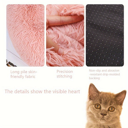 1pc Plush Pet Kennel Removable Washable Soft Cat Nest Winter Warm Round Cat Bed Pet Supplies