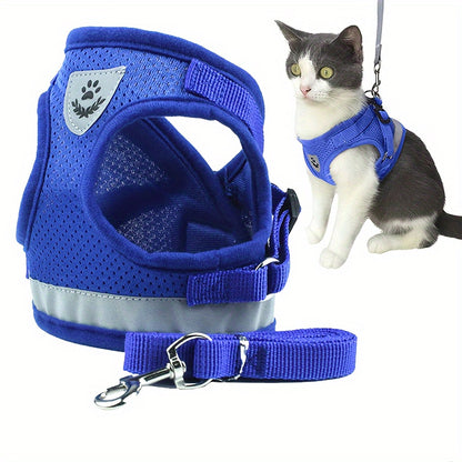 Breathable Cat Harness And Leash Set, Escape Proof Pet Clothes Kitten Puppy Dogs Vest Adjustable Easy Control Reflective Cat Harness