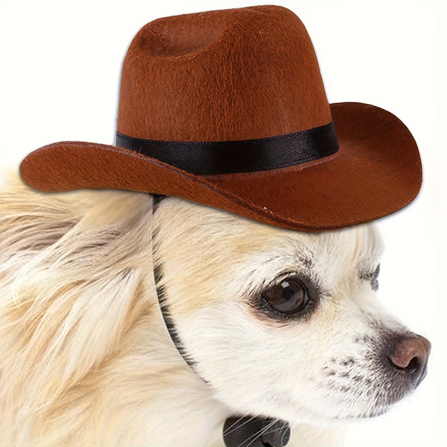 1pc Pet Cowboy Hat, Adjustable Tether Design, Polyester Material, Non-Textile Weaving, Suitable for Small to Medium Breeds - Ideal for Cosplay, Parties & Photo Props, Cowboy Accessories