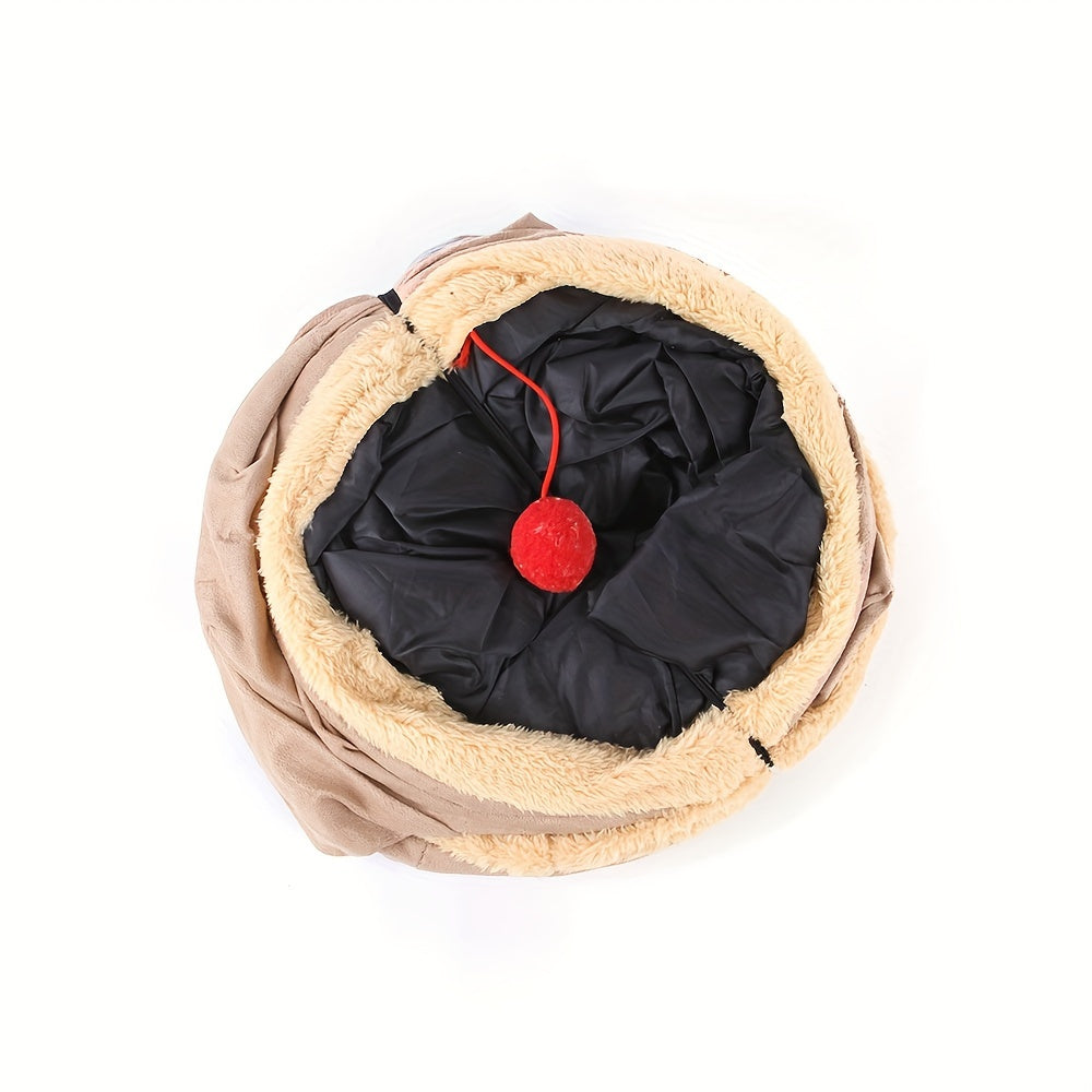 2/3/4 Ways Plush Pet Collapsible Cat Tunnel Cat Play Tunnel Toys Durable Warm Plush Suede Hideaway Pet Crinkle Tunnel