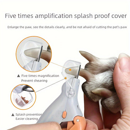 1pc Pet Nail Clipper With LED Light, Dog And Cat Nail Scissor With Stainless Steel Non-slip Silicone Handle, Anti-Bleeding Pet Nail Clipper For Pet Cleaning And Grooming Tools