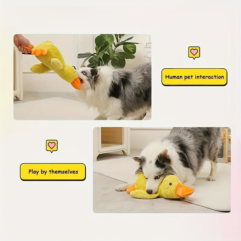 1pc Duck Design Pet Grinding Teeth Squeaky Plush Toy, Chewing Toy For Dog Interactive Supply